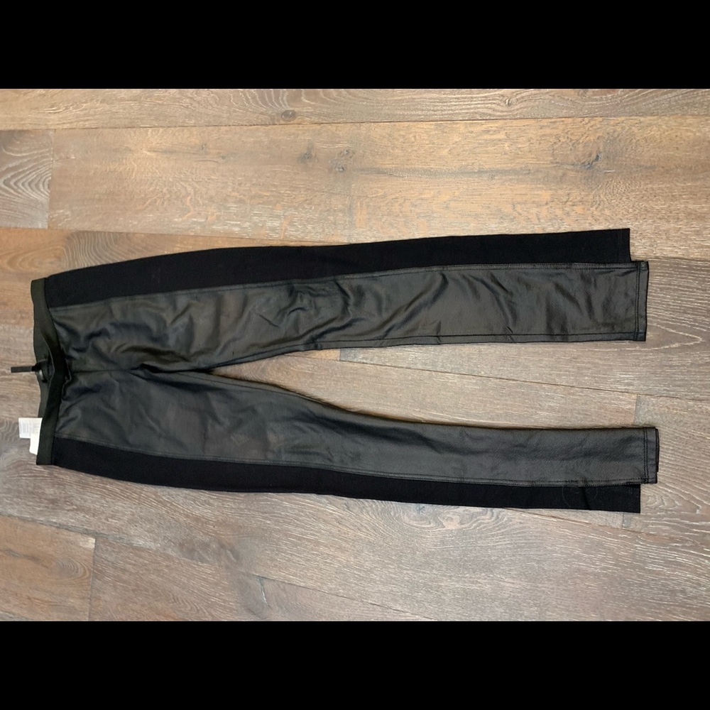 Black waxed stretch pant legging